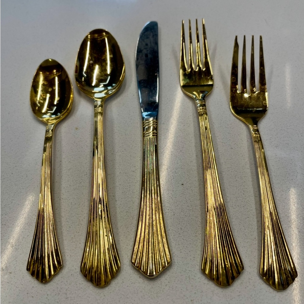 Farberware Chambord? Gold Plated Silverware Flatware 5 piece place setting